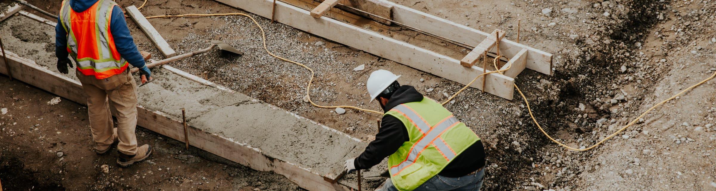Foundation work at a construction site